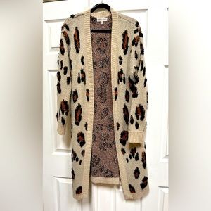 Animal print long cardigan Sz M
